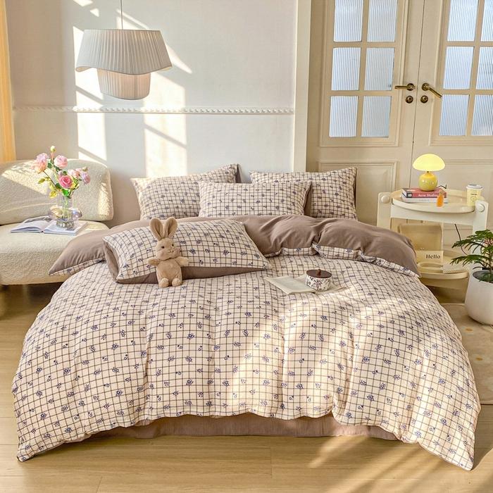 

Мультяшный пододеяльник с кроликом размера квин, 4 предмета, красочный геометрический в горошек, постельный набор для девочек, подростковой комнаты, двусторонний розовый чехол для одеяла 200x230cm 4pcs set