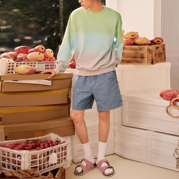 Levis Fresh Series Pure Cotton Striped Straight Casual Shorts Men Shorts Blue A2049-0000