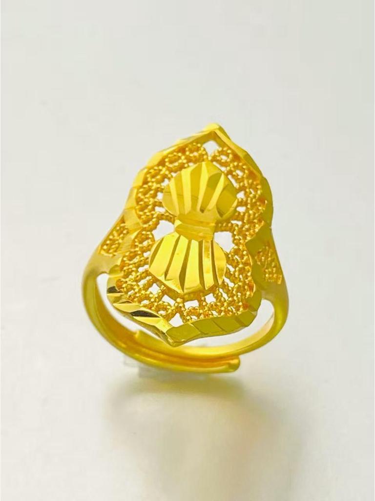 24K Gold Plated Adjustable Brass Ring - Personalized High-End Design