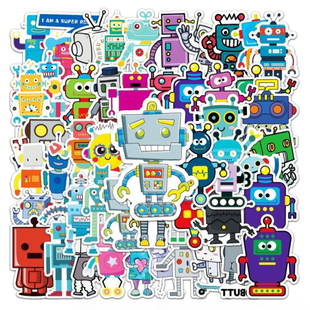 100pcs Cartoon Creative Cute Stickers Robot Personalized Decorate Notebook Mobile Phone Case Luggage Cup Scrapbooking Stickers