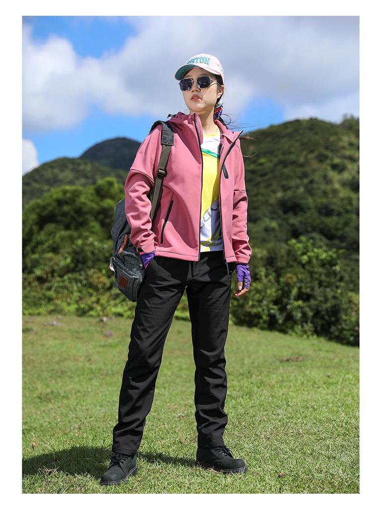 Women's Outdoor Windproof Fleece Softshell Jacket - Warm, Rainproof, Casual Hiking & Trekking Coat for Autumn