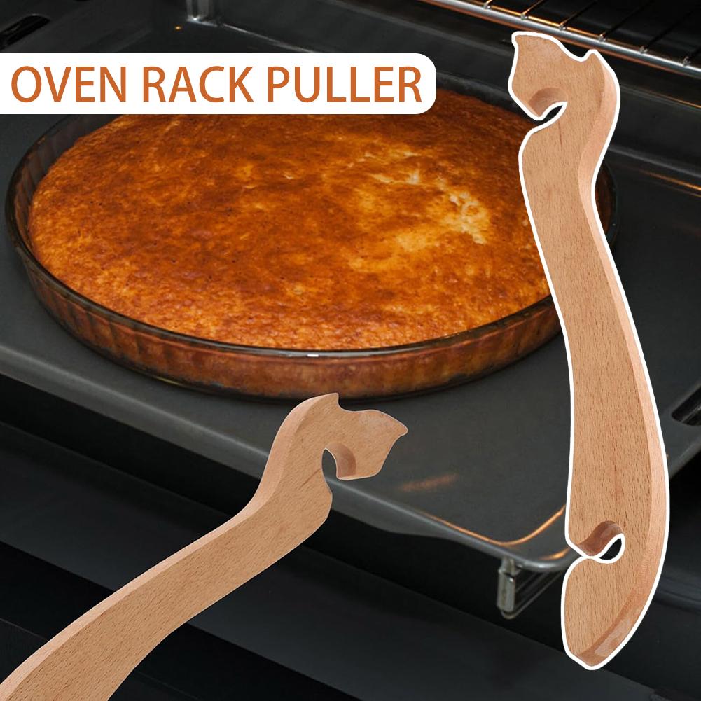 Oven Pulls Stick Toaster Rack Pullers Wooden S Curved Design Heat Resistant Anti-Scald Open-Mouth Design Baking Helper Stick