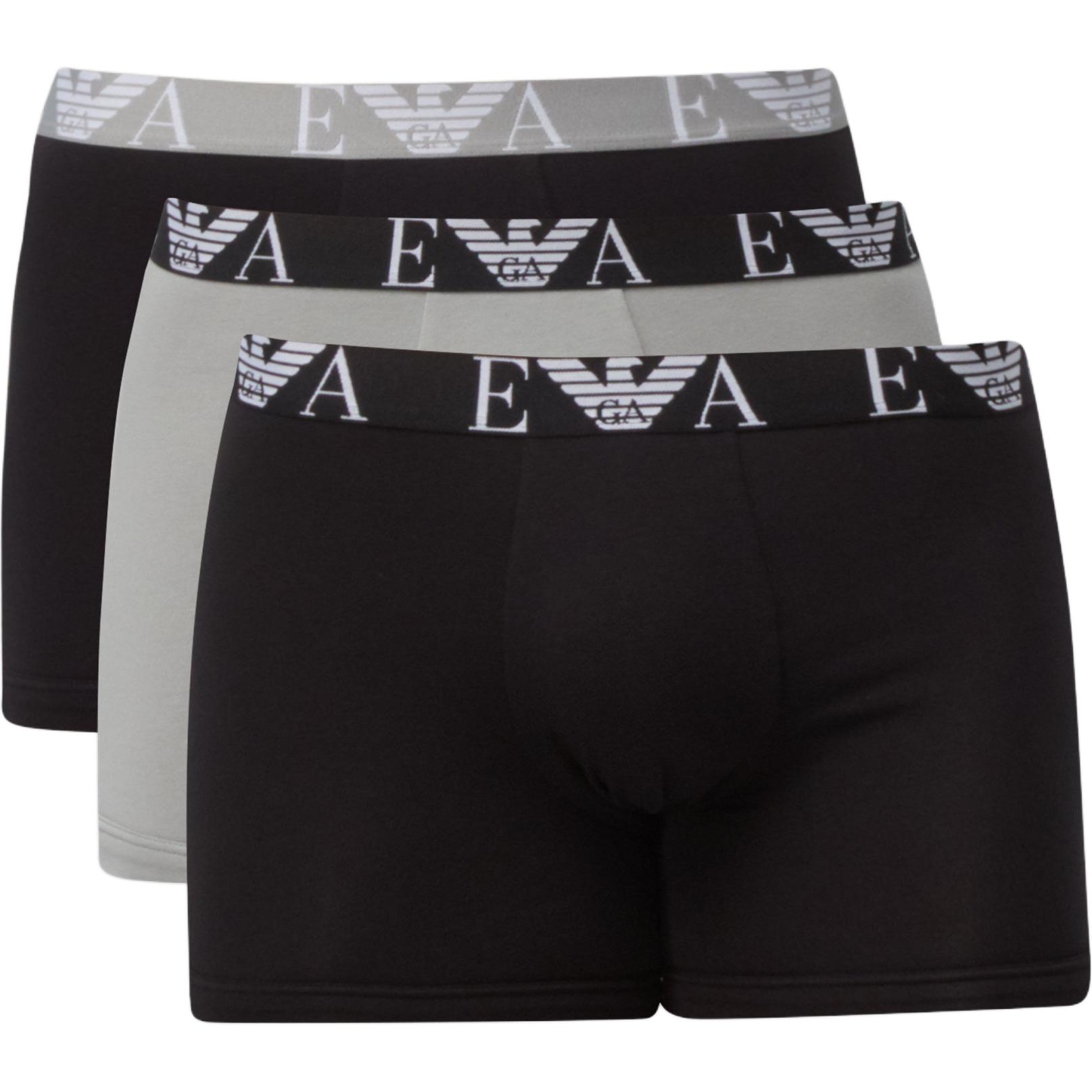 

Emporio Armani Logo Print Stretch Boxer Briefs Three-Pack Men underwear Black Gray 111473-4R715-35321 L