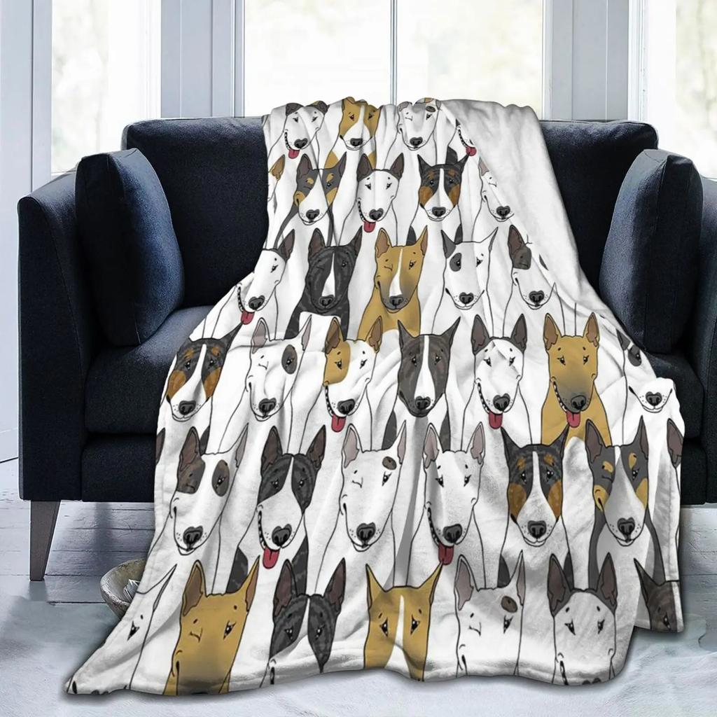 Soft Warm Flannel Fleece Throw Blanket for Bedroom Living Rooms Sofa Couch Funny Bull Terrie Print Large Size Bed Blankets
