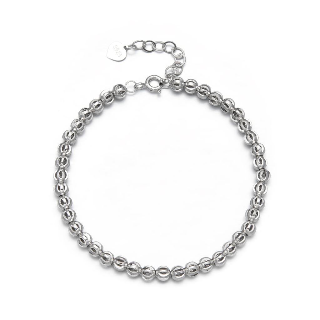 Italian Handmade 925 Sterling Silver Bracelet Women Adjustable Hollow Bead Ball Bangle Fine Jewelry Party Occasions ODM Supply