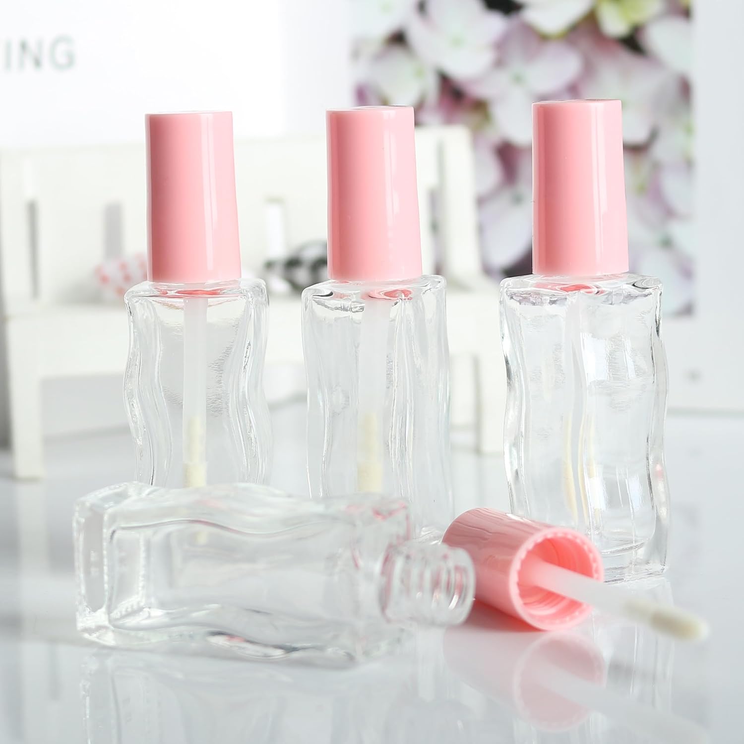 

10/ 30 Pcs Pink Empty Glass Lip Gloss Tubes 10ml Lipgloss Tube Container Bottles for Oils Liptin Packing with wand 10 pcs