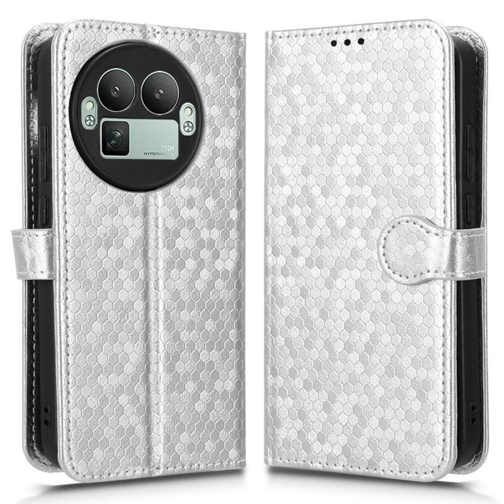 For Realme GT 8 Pro 5G Wallet Case Dot Pattern Imprint PU Leather Phone Cover with Wrist Strap