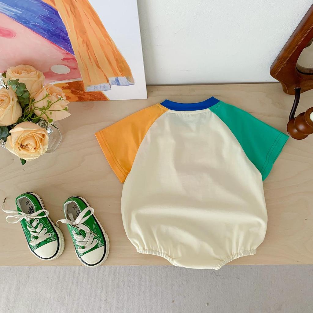Unisex Newborn Short Sleeve Summer Romper - Lightweight Triangle Bodysuit for Outings and Crawling