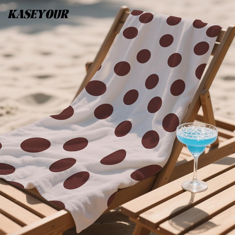 Retro Brown Toned Polka Dots Compact Travel Beach Towel Super Absorbent Sand Resistant, Microfiber for Swimming Camping Yoga