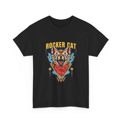 T-shirt Grafica Gatto Rocker | T-shirt Artistica Gatto Rock, T-shirt Animale Cool, T-shirt in Cotone