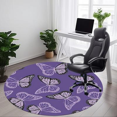 1 Stück Lila Schmetterling Muster Stuhlteppich für das Büro, Rutschfest, Weicher und Langlebiger Büroteppich zur Dekoration, Perfekt für das Büro yy260105051