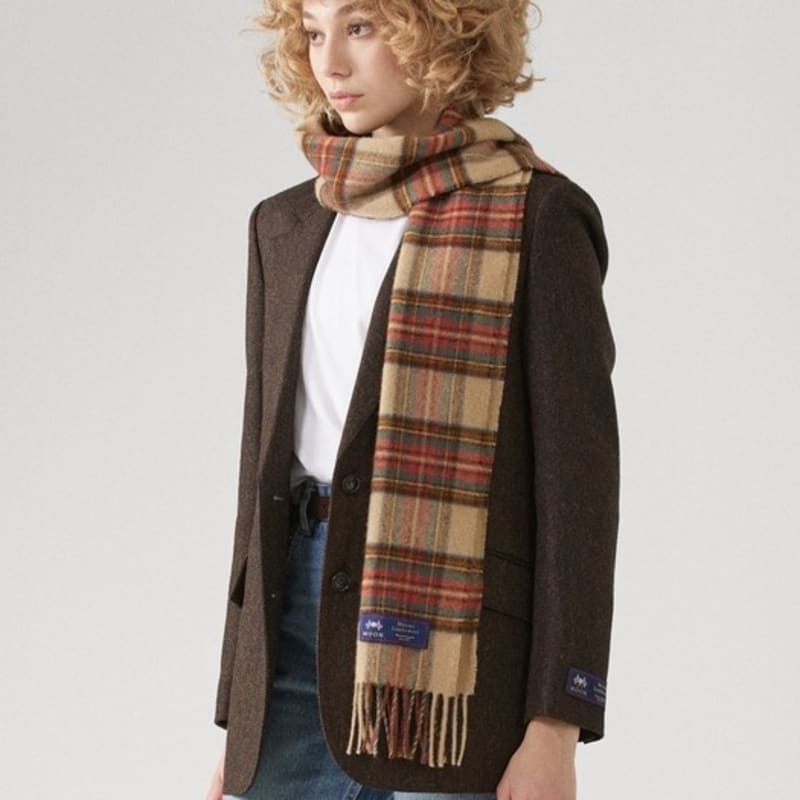 ABRAHAM MOON Merino Wool Muffler 25cm - Antique Dress Stuart