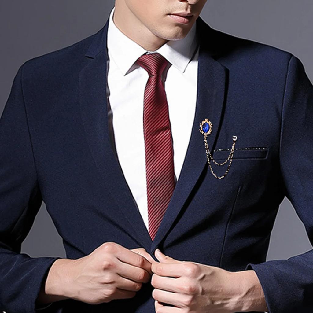 i-Remiel Fashion New Crystal Tassel Chain Brooches Personality Suit Badge Dress Corsage Brooch Jewelry Luxury Men Accessories