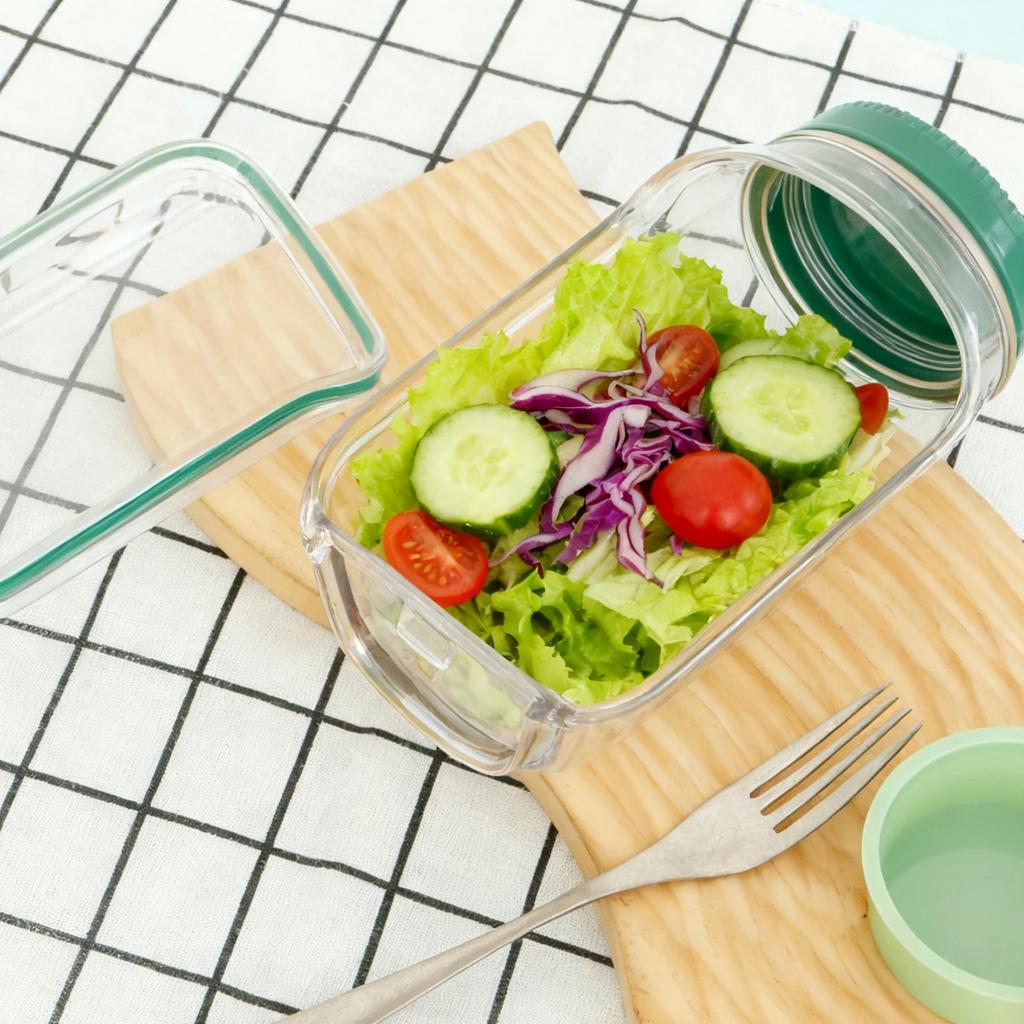 Portable Salad Pod Vertical Layering Plastic Salad Jar Lunch Box Container Leakproof Keep it Fresh Food Container Transparent