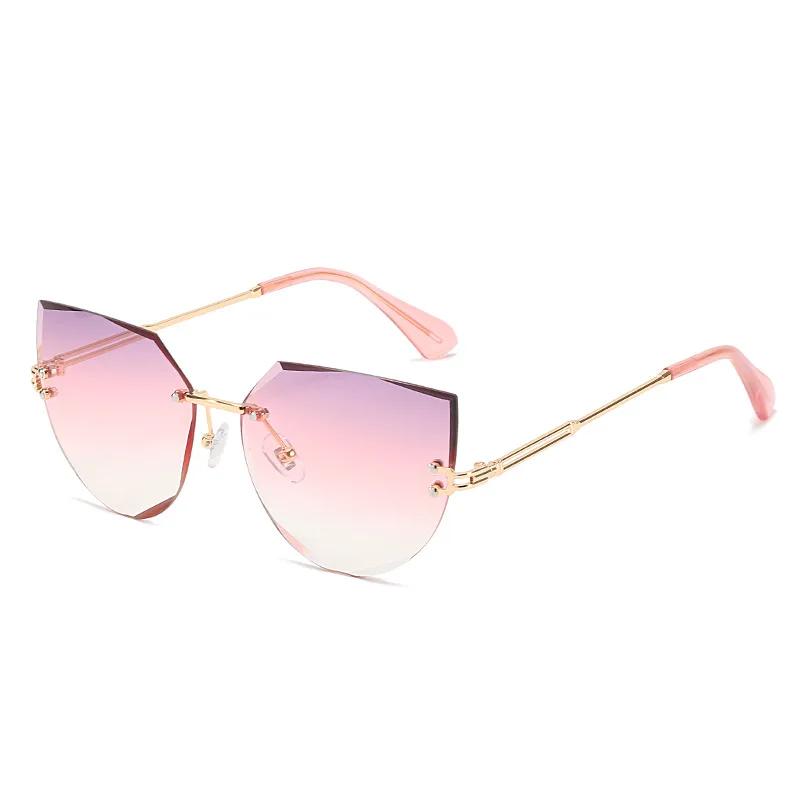 New Frameless Sunglasses Fashion Cat Eye Lentes De Sol Mujer Street Photography Trendy Accessories