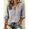 Damen Weiße Spitze Blumendruck Krawattenhals Bluse, Lässige Lockere Oberteile für Frühling Sommer Tägliche Kleidung & Urlaubsanlässe