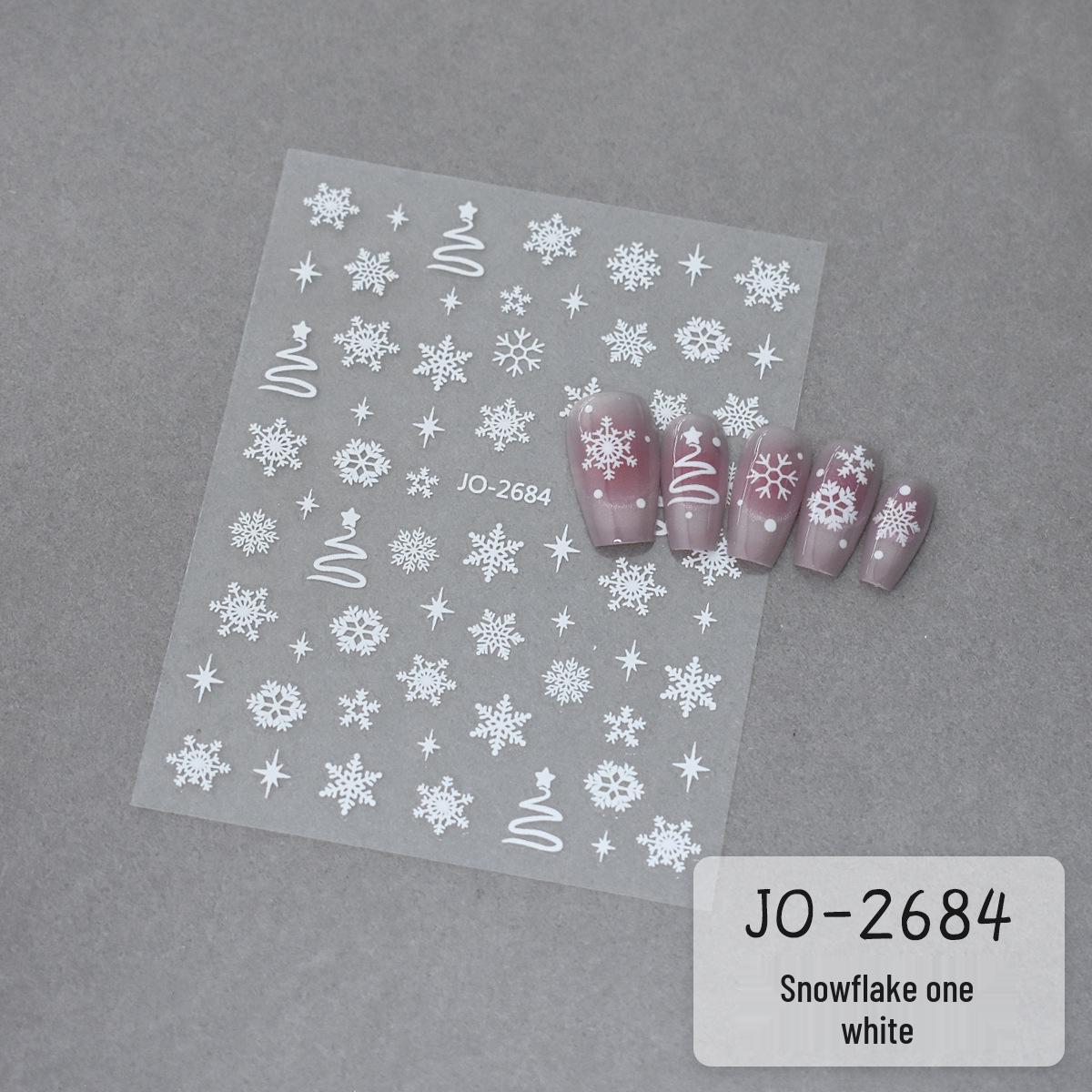 Christmas Snowflake White Laser Silver Star Nail Art Stickers - Self-Adhesive & Hollow Design
