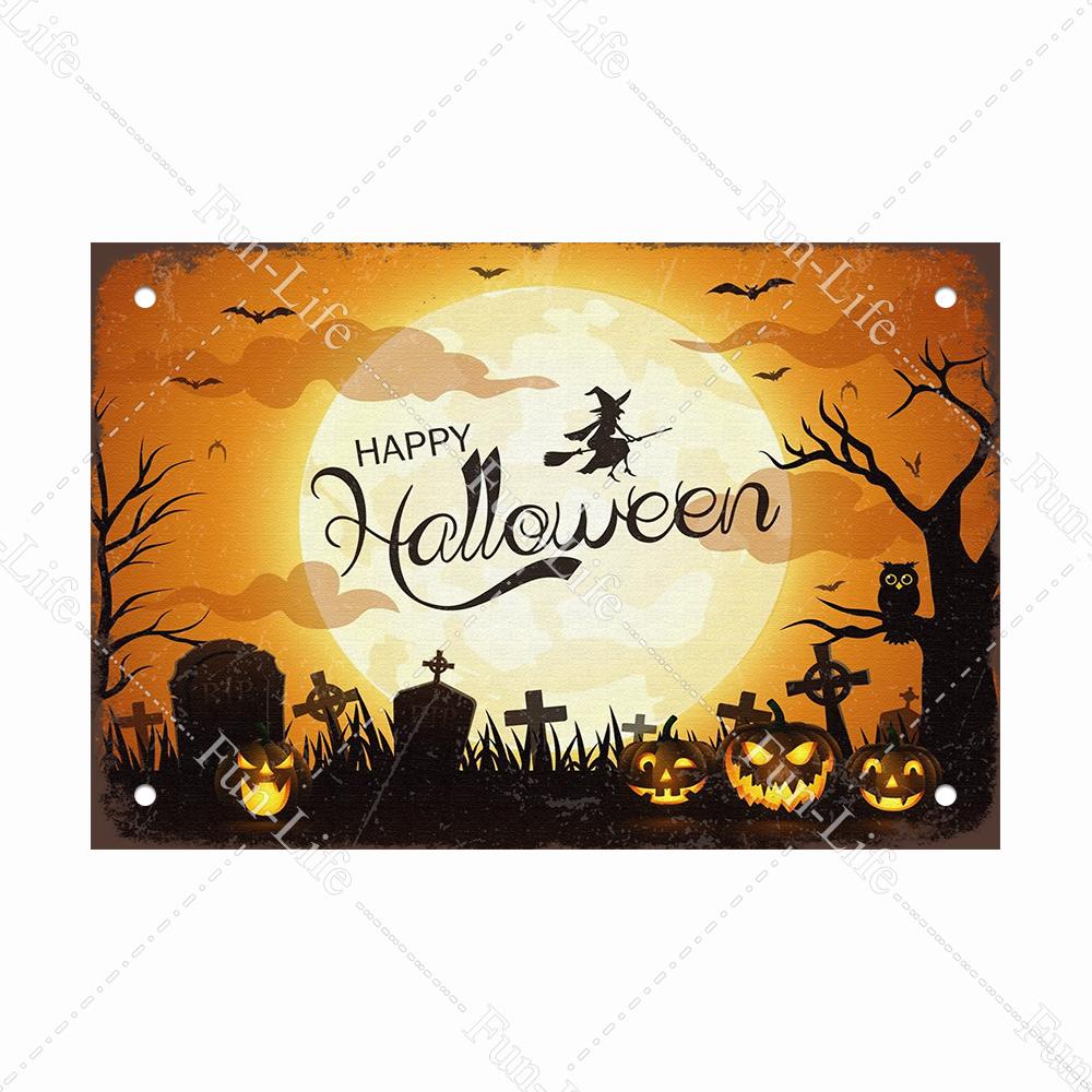 Halloween Shabby Chic Home Bar Festival Vintage Wall Decor Metal Tin Signs Pub Tavern Retro Pumpkin Decorative Plate 20x30cm
