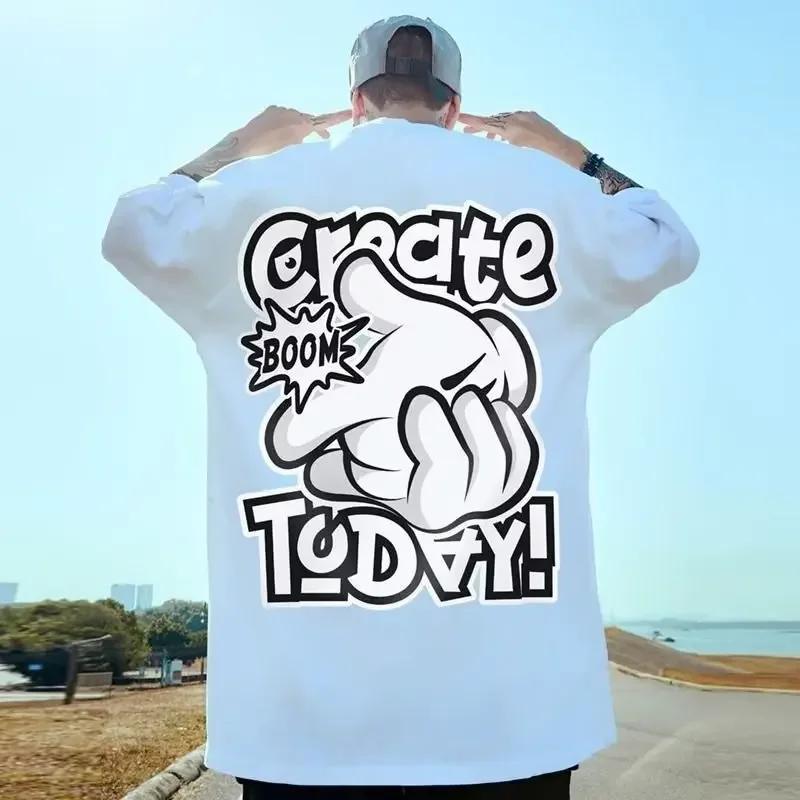 T-shirt da Uomo in Cotone a Maniche Corte Estiva Oversize Larga Traspirante Grafica Palestra Streetwear Selvaggio Y2k Harajuku Abbigliamento Goth