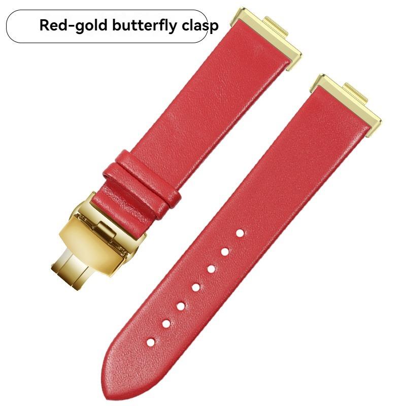 For Huawe Watch Fit3 Fit4 Leather Strap Sports Fit 3 Smart Watch Fit 4 Pro Wristband Ultra-thin Plain Cowhide Watch Chain