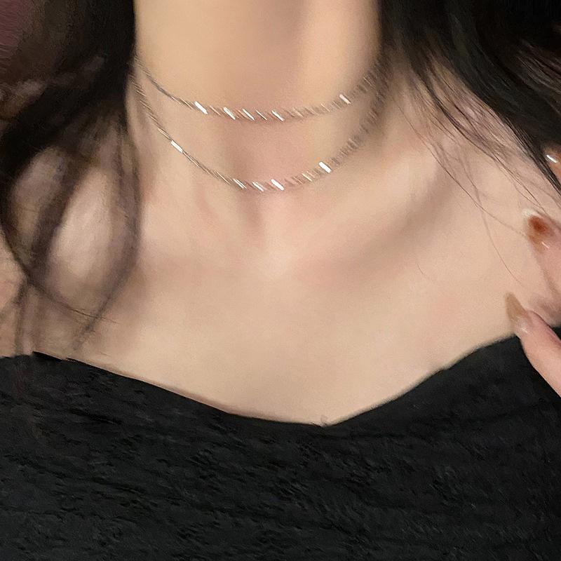 Double-Layer Sparkling Metal Clavicle Choker - Summer Luxury Necklace for Women