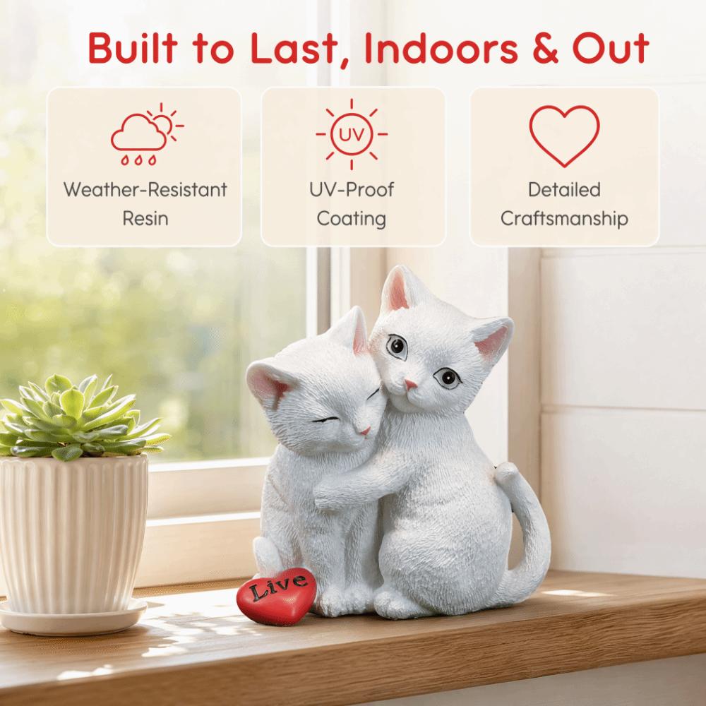 Stable Outer Coating Finish Resin Cat Figurine for Garden and Shelf