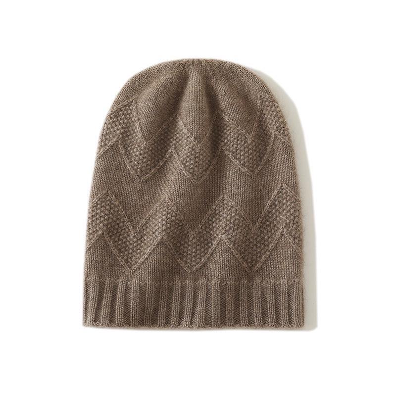 Cashmere 2025 Women's Cable Knit Thick Ear-Warming Hat for Autumn/Winter