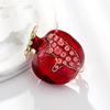 Fashion Exquisite Rhinestone Red Pomegranate Shaped Brooches For Women Men Creative Elegant Green Leaves Fruit Lapel Pin Jewelry