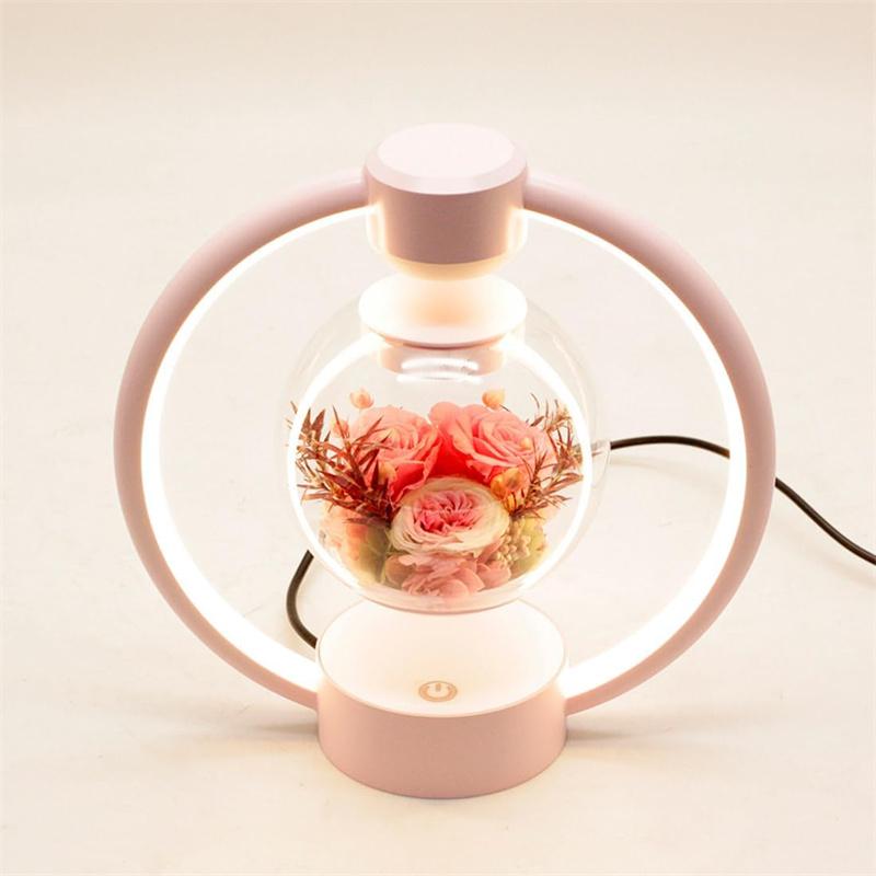 Magnetic Levitating Preserved Flower with Aluminum Base, 360° Free Rotation, Home Decoration Birthday Gift Valentine's Day Gift