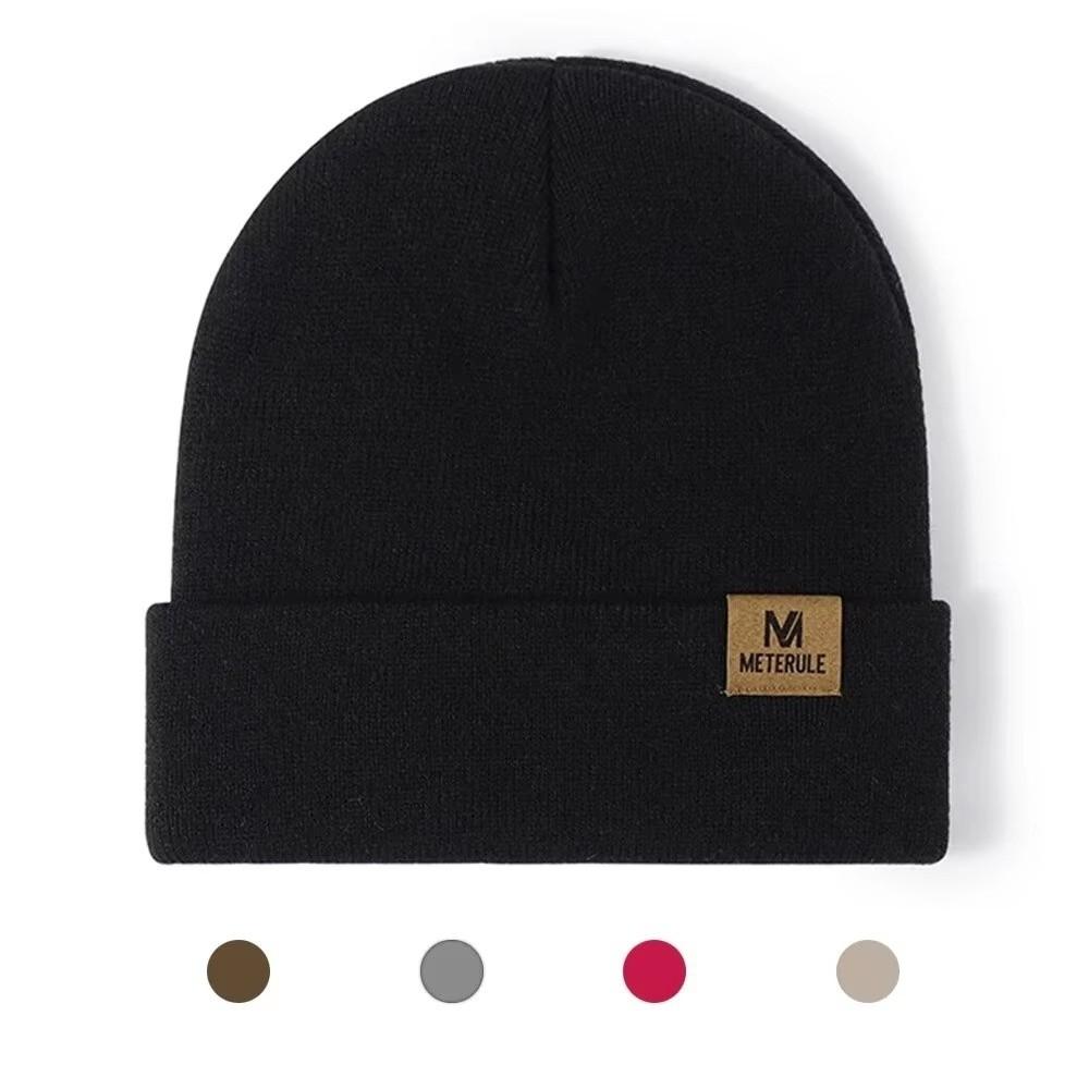 Unisex Autumn Winter Riding Hat Cuffed Warm Beanie Hats Knitted Cycling Cap for Skiing Camping Traveling