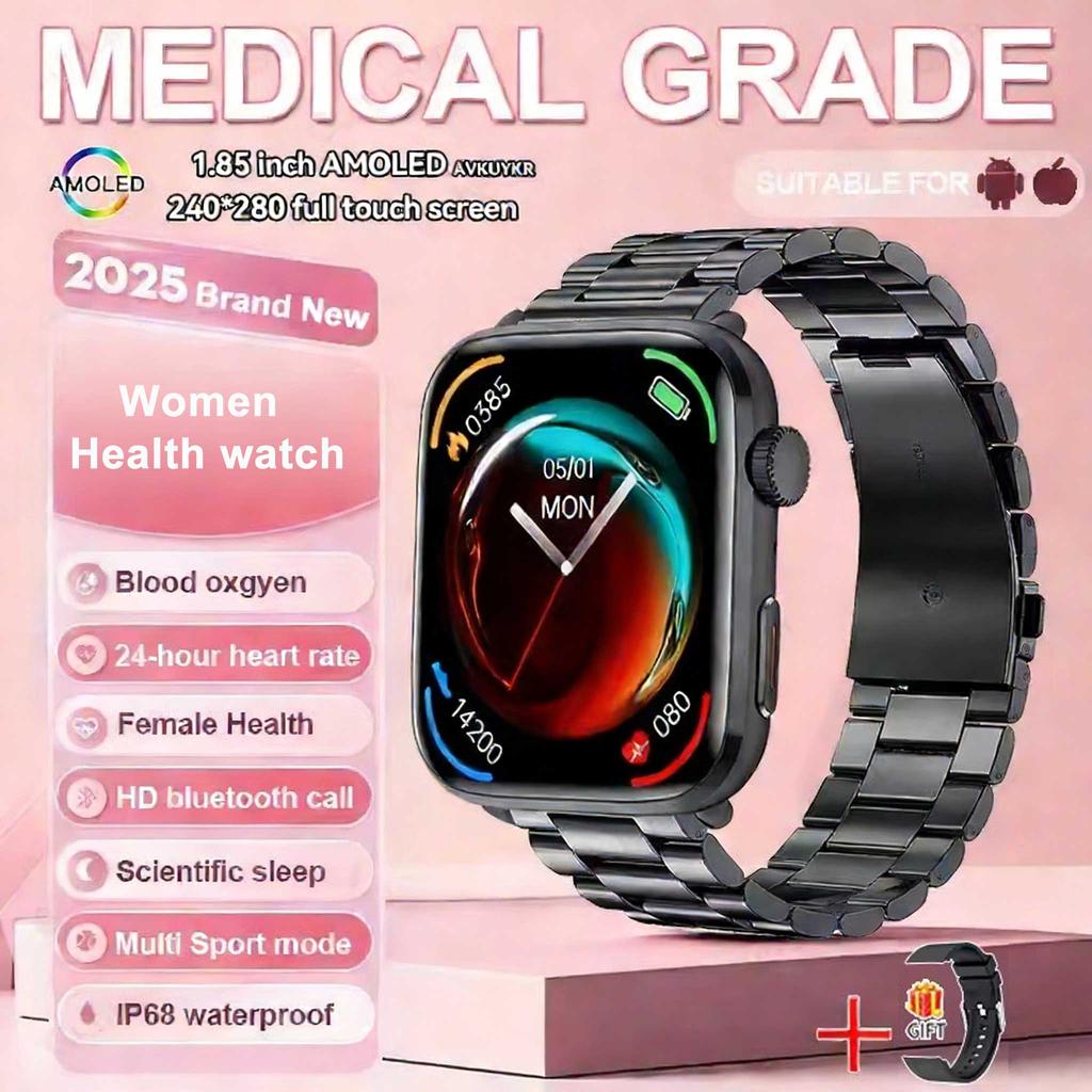 1.85-inch AMOLED Screen Smart Watch Women Bluetooth Call NFC Heart Rate Blood Pressure Blood oxygen Lady Sleep Smartwatches 2026