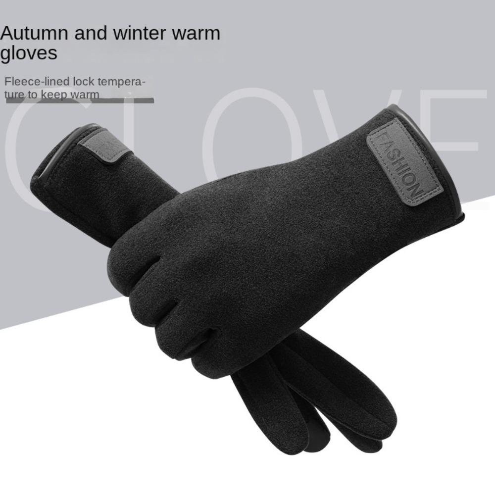 Warm Thin Fleece Gloves Five Finger Cycling Gloves Elegant Full Finger Mittens  Autumn