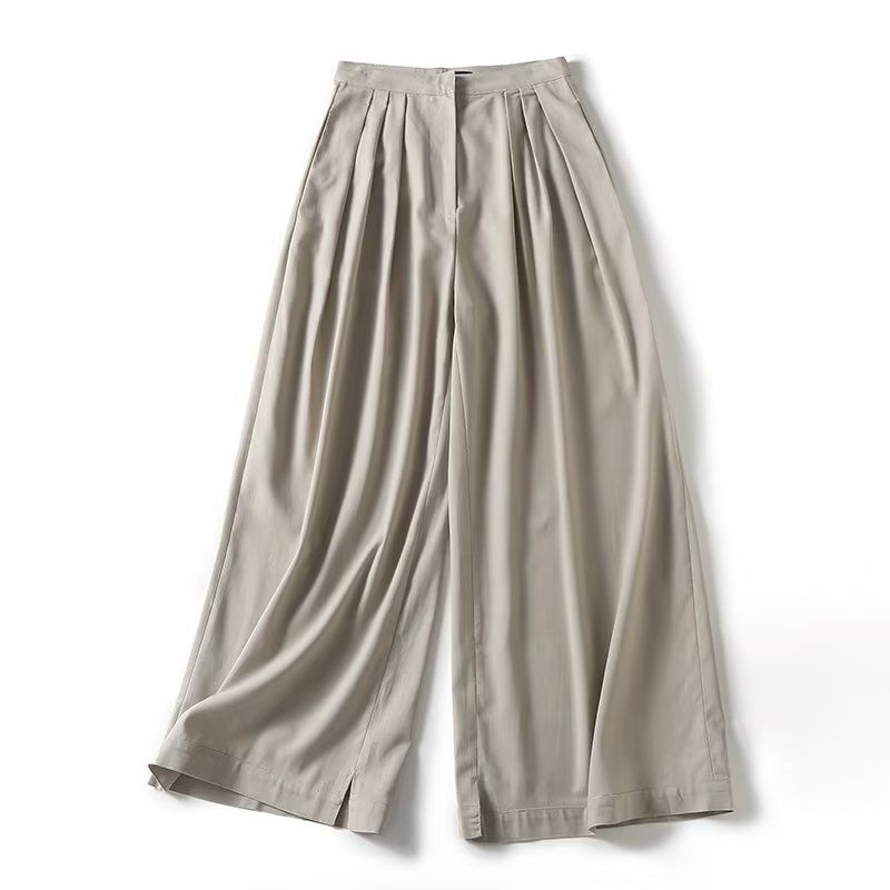 

MD Women s Clothing Spanish New Arrival Linen Blend Casual Wide Tube Long Wide Leg Pants Female 05003529806 Stone Cyan L