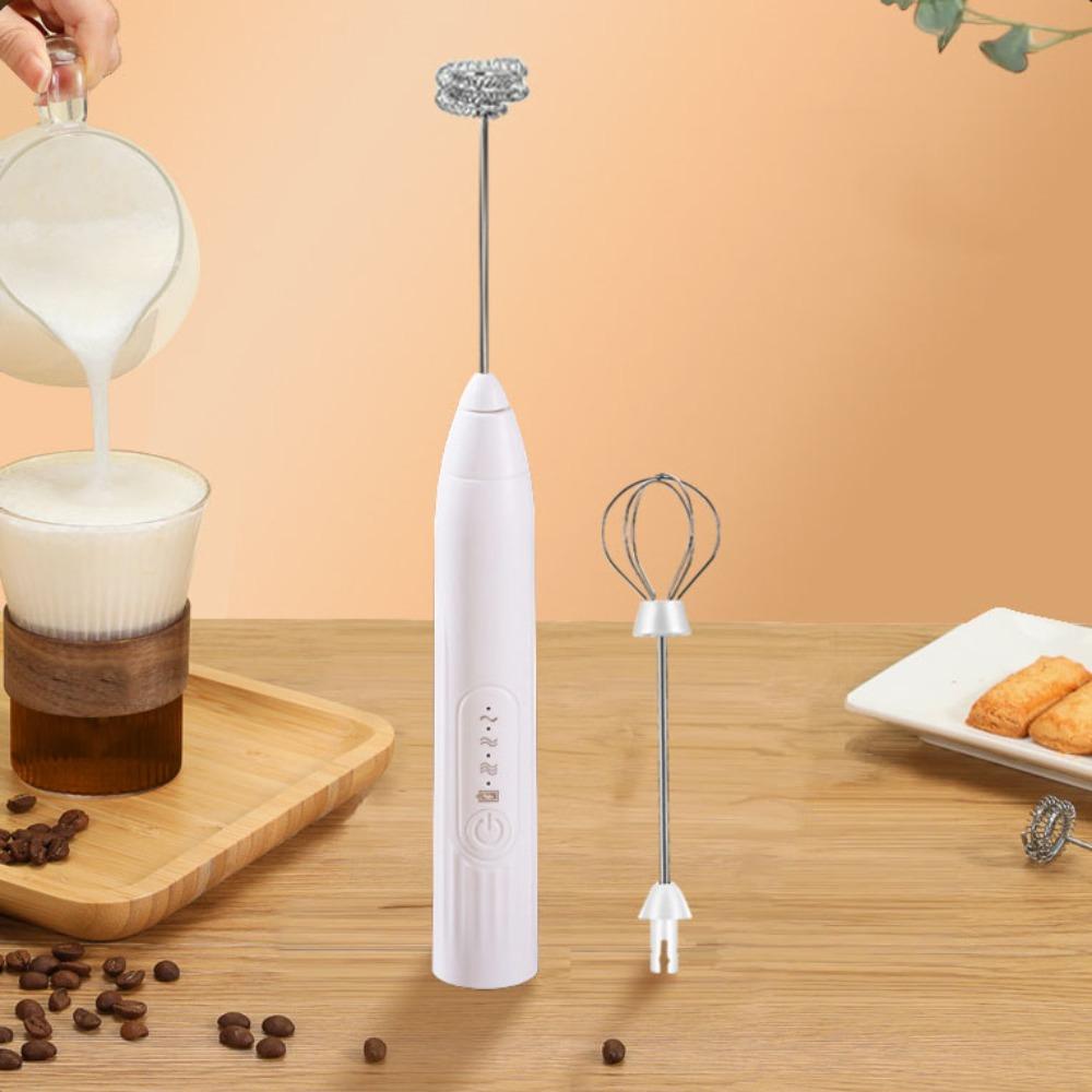 

3 Gear Speed Coffee Whisk USB Rechargeable Egg Beater Drink Stirrer Foam Mixer Baking белый