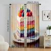 Versatile Polyester Transparent Curtains Home Decoration Retro Cake Use Bedrooms Living Rooms Curtain Set Of 2 Made Washable Area Ready