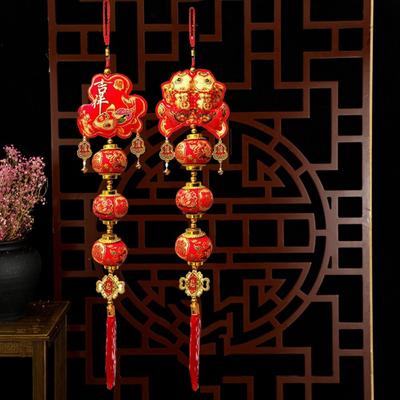 Spring Festival Pendant Double Fish Red Lantern Pendant Chinese Traditional Knot With Tassel Chinese New Year Decorations