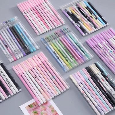 12 bucăți/set stilou Kawaii stilou cu gel natural drăguț, stilou cu cerneală neagră de 0,5 mm, pentru copii, cadouri, articole de papetărie de birou, școală