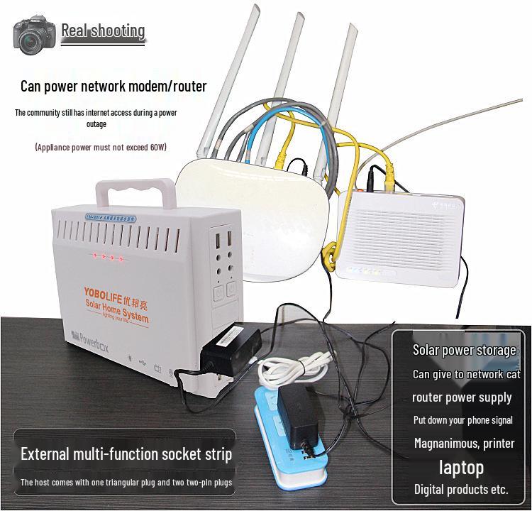 Compact 220V Off-Grid Solar Power System for Homes, Suitable for TV and Laptop.