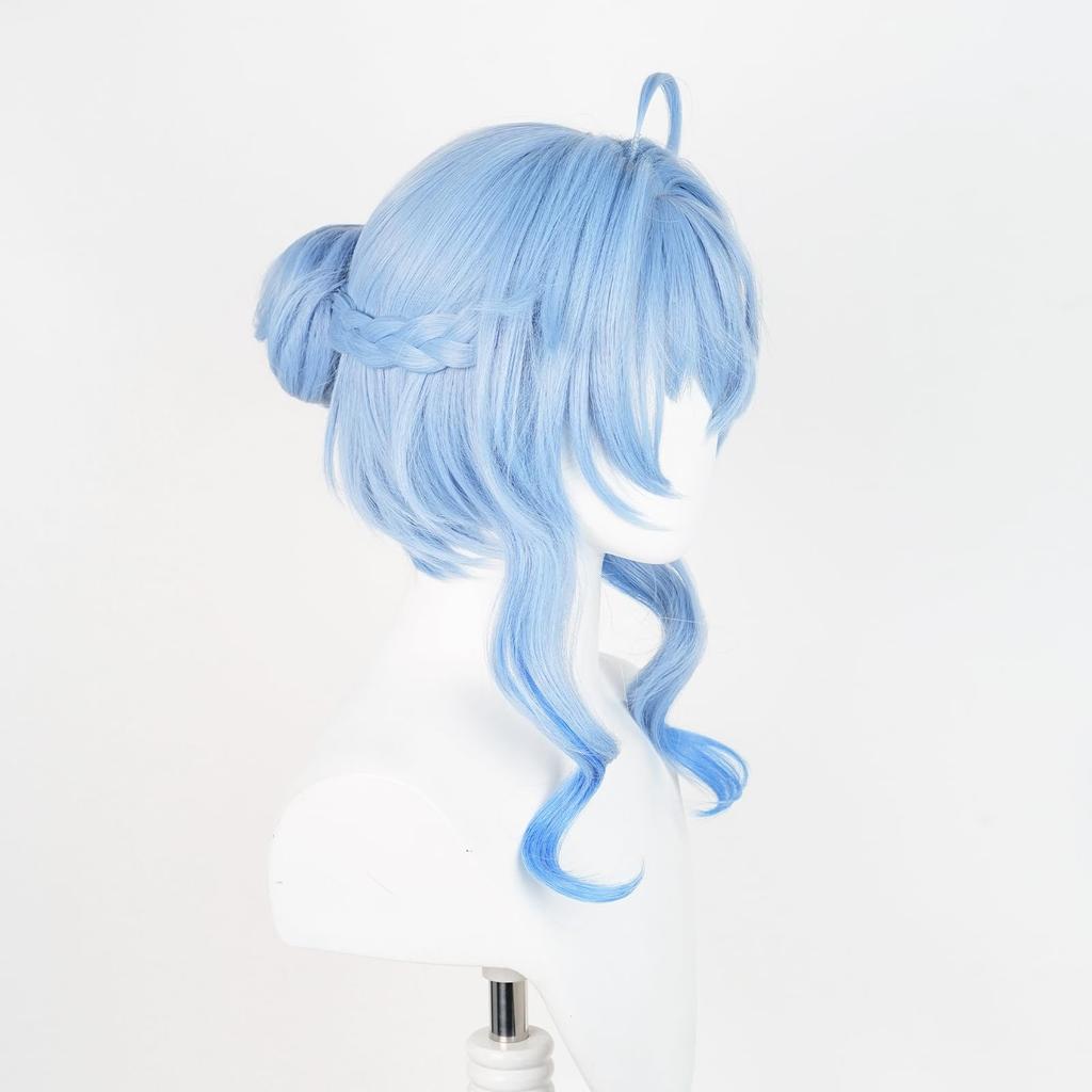 Blue Short Wig, Chignon Style, Heat-Resistant Wig, Cosplay Accessory, Wig Net Included, Perfect for Comic Market Events, Halloween, School Festivals,