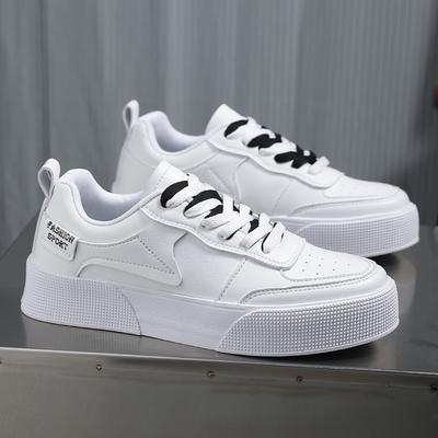 Vier Jahreszeiten Neue Board Schuhe Trend Lederoberfläche Atmungsaktiv Vielseitig Freizeit Sport Dicksohlige Kleine Weiße Board Schuhe