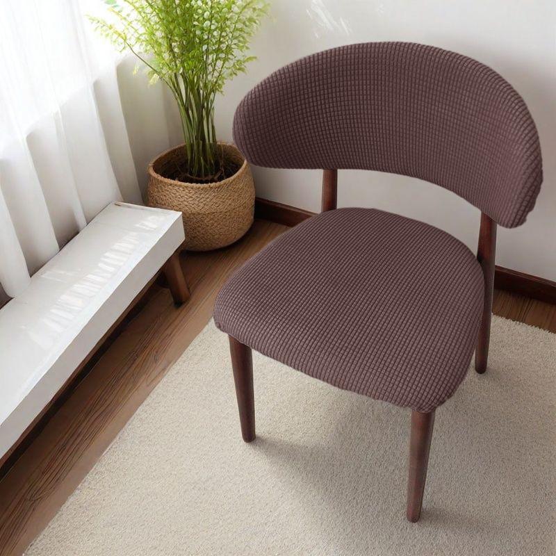 Funda para Silla con Respaldo en Forma de C Color Sólido Elástica Extraíble Fundas Divididas para Sillas de Madera Decoración del Hogar Protector de Asiento a Prueba de Polvo