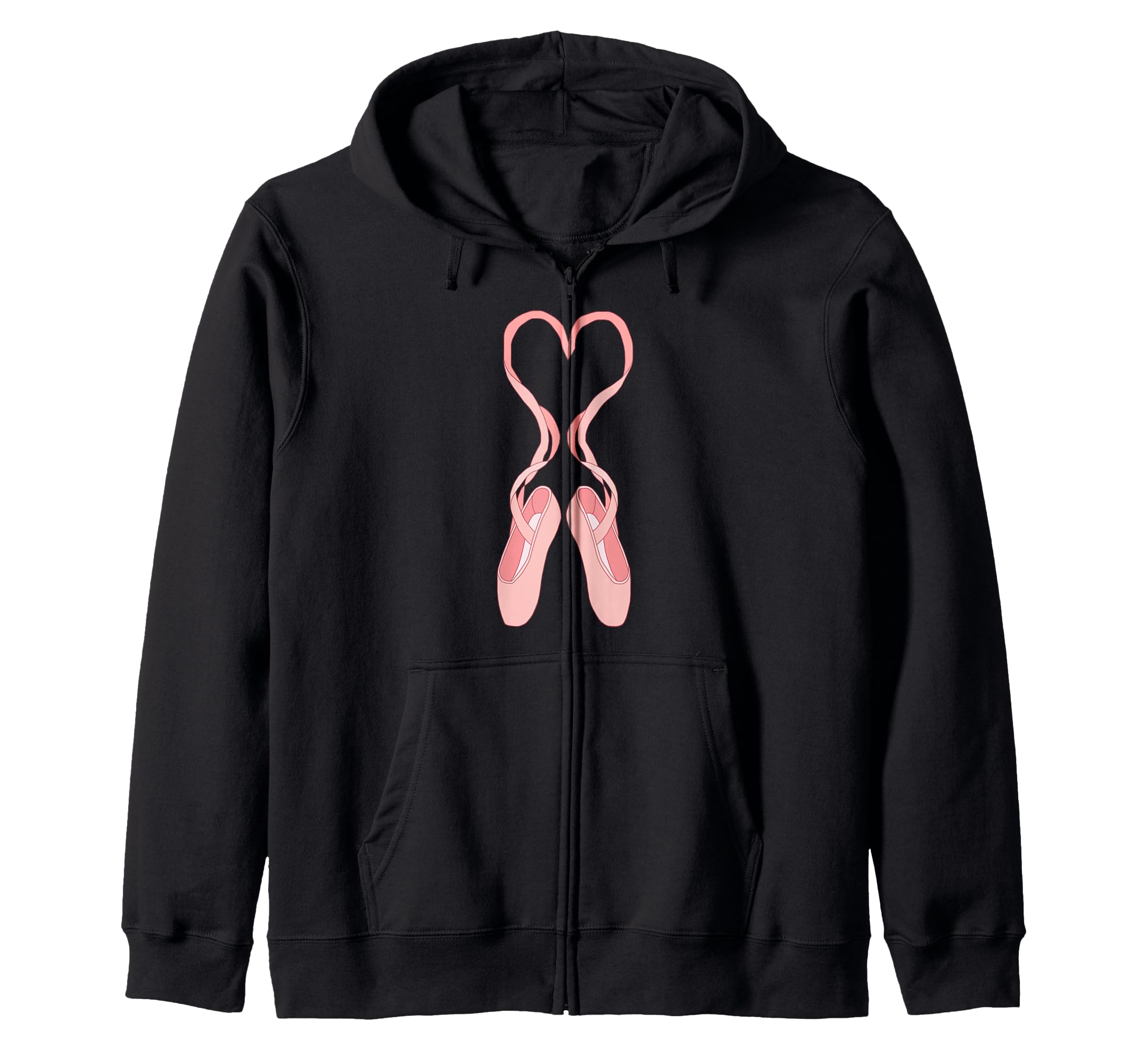 

Lovely Heart Pink Ballet Slippers Zip Hoodie чорний