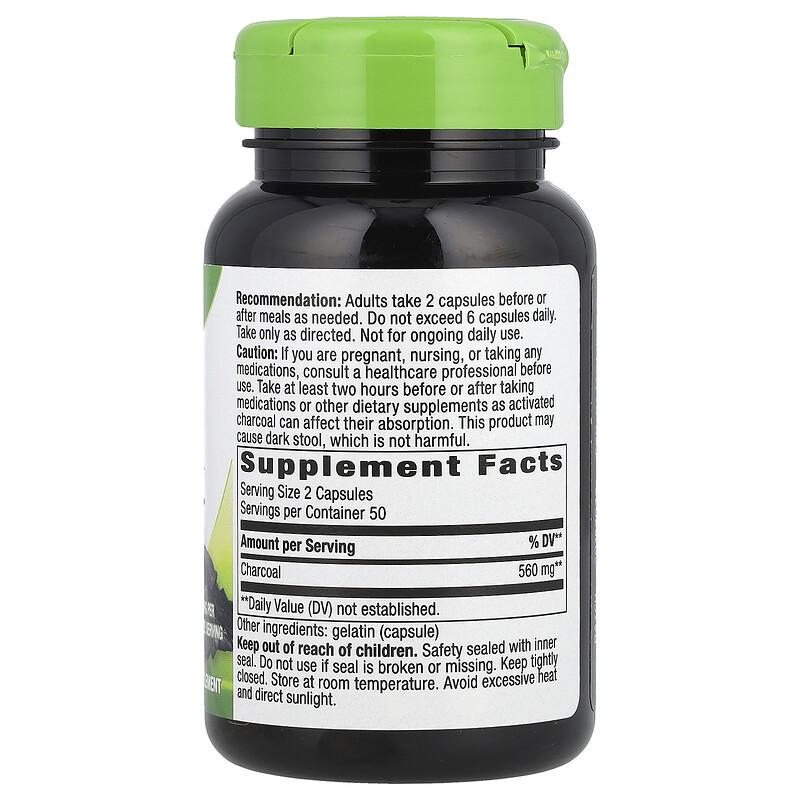Activated Charcoal, 100 Capsules (280 mg per Capsule)