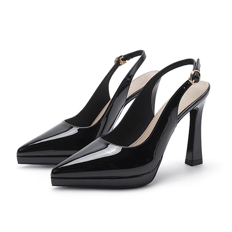 

125-C Баотоу с открытой пяткой сандалии женские летние новые с острым носком тонкий каблук высокий каблук водонепроницаемая платформа не устают ноги одинарная обувь 36