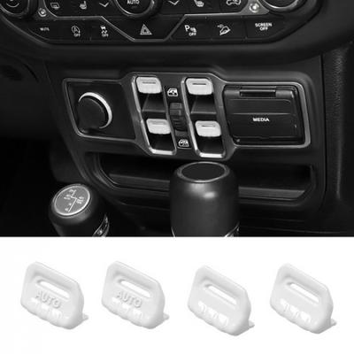 4PC Window Control Switch Button Cover Trim Bezels For Jeep Wrangler JL JT 2018+