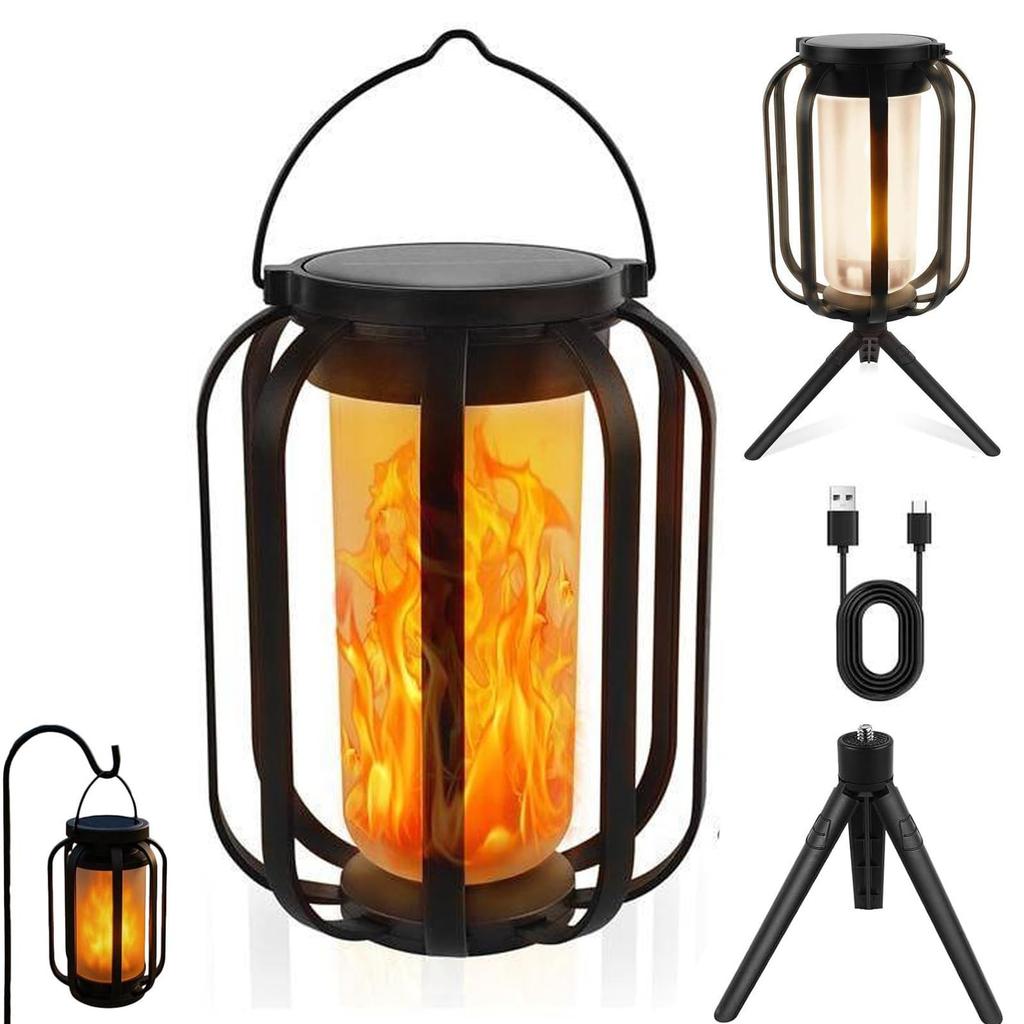 Solar Flameless , Solar Outdoor Light With Base, 4 Modes, With Tripod, Can Be Hung Or Placed,for Camping, Garden Decor