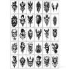 Temporary Tattoo for Men, 30 Sheets Skull Theme Fake Tattoos Waterproof Hand Tattoo Sticker Long Lasting Body Art for Halloween Party Biker Festi