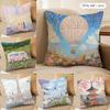 Pink Scenery Ins Girl Cushion Cover Silky Short Plush Invisible Zipper Dustproof Sofa Pillow Case For Home Decor