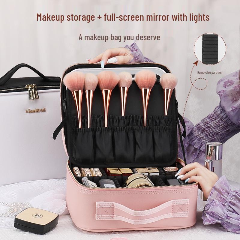 Přenosný kosmetický kufřík se světly a zrcadlem přes celou obrazovku