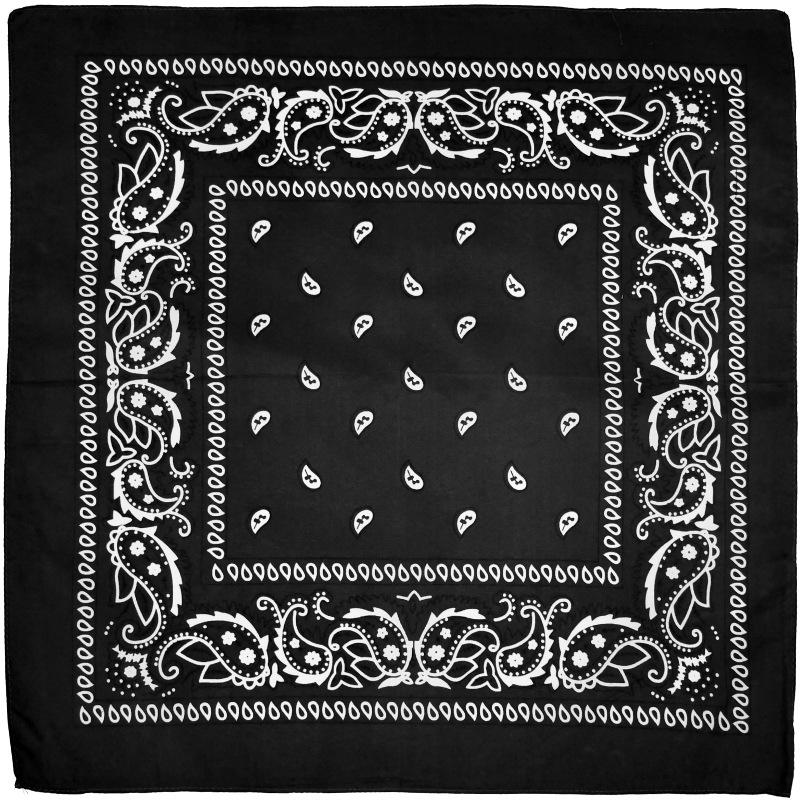 Fashion Hip Hop Bandana Outdoor Unisex Black Hair Band Neck Scarf Headwear Wrist Wraps Head Square Scarves Print Handkerchief